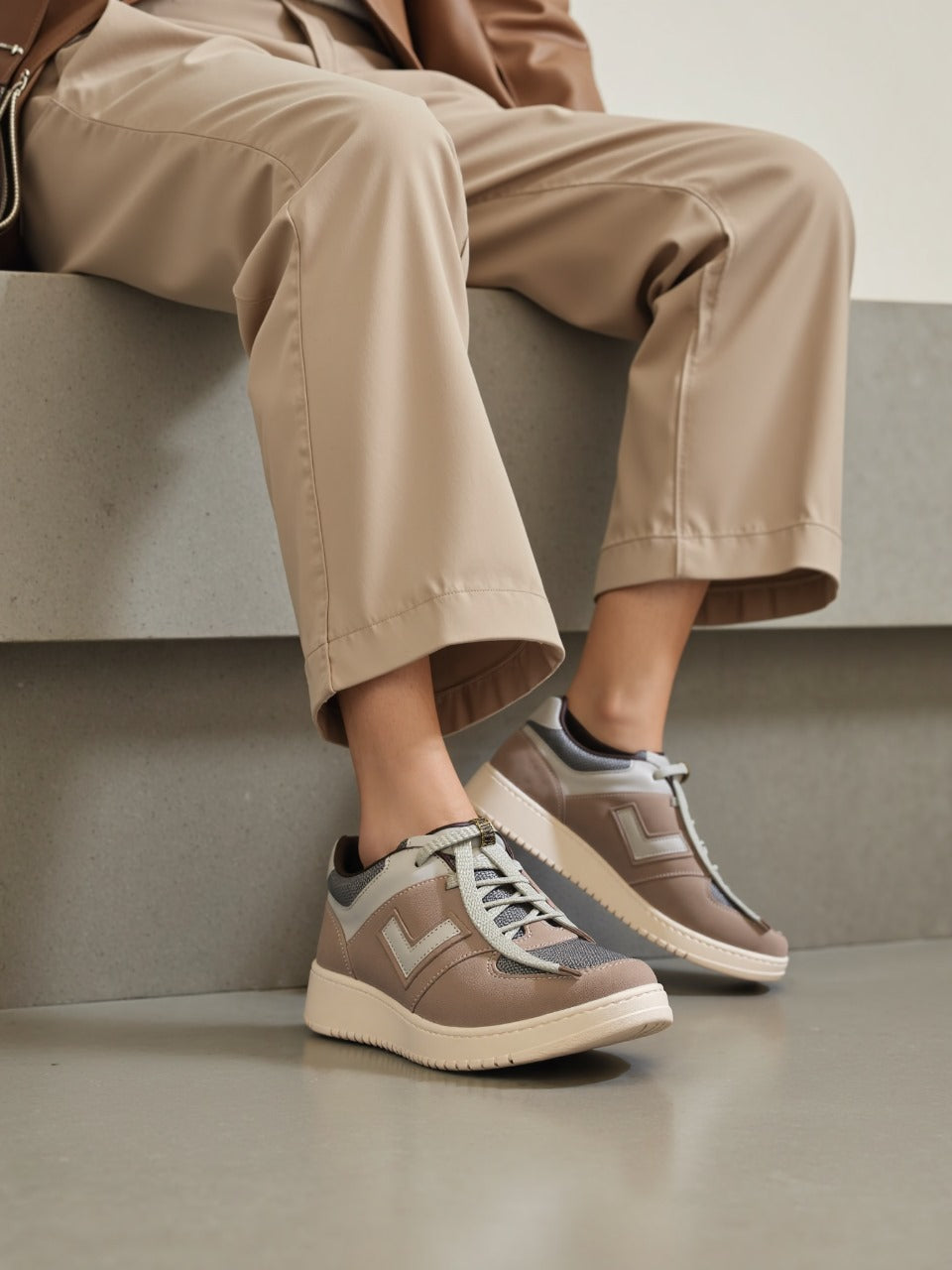 Zovra Glide | Taupe Luxe Sneakers for Effortless Comfort & Style